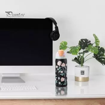 Термос из нержавеющей стали с зажимом для трубочки, двухстенная изоляция, бутылка для горячих и холодных напитков, герметичная герметичная бутылка-изолента белый