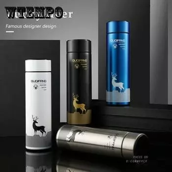Термос Lucky Deer с принтом из нержавеющей стали 304, бутылка для воды для кофе, чая, 500 мл, домашняя чашка для спорта на открытом воздухе, чашка для воды