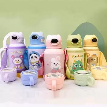 Термос на 500 мл с соломинкой и крышкой, термос для молока из нержавеющей стали 316 для детей, изолированная грелка с защитой от протечек 500ml