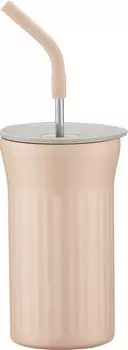 Термос Peacock, стакан из нержавеющей стали с трубочкой, 450 мл. Термос с широким горлом, трубочкой и крышкой, бежевый цвет CAS Co., Ltd.