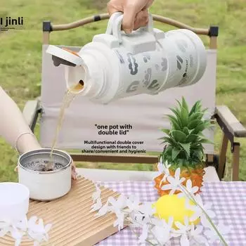 Термос премиум-класса объемом 2 л, термос, термос, термос, стакан для холодной и горячей воды с ручкой для переноски, для чая, кофе, напитков 2000ML синий