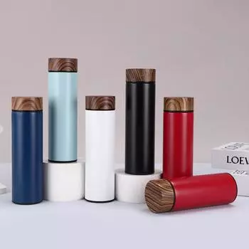 Термос с деревянной текстурой из нержавеющей стали, креативная портативная прямая чашка для автомобиля 350ml