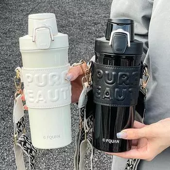 Термос с трубочкой, большая емкость для девочек, высокий уровень внешнего вида, стакан для воды, для студентов, простая портативная двойная кружка для питья для мальчиков 680ML