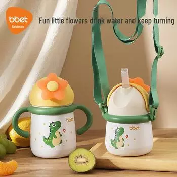 «Термос с трубочкой и ремешком «Маленький динозавр» для детей» 260ml