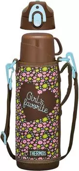 Термос с вакуумной изоляцией 2WAY Bottle Flower Brown FFR-1004WF F-BW 1.0L