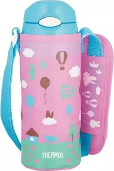 Термос с вакуумной изоляцией и соломенной бутылкой 400 мл светло-розовый LP [One Touch] FHL-401F светло-розовый