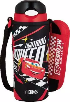 Термос с вакуумной изоляцией и соломенной бутылкой 400 мл Cars Black Check BKC [One Touch] FHL-401FDS