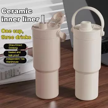 Термос термос термос для путешествий с трубочкой большой емкости без BPA пищевой термос для воды стакан чёрный