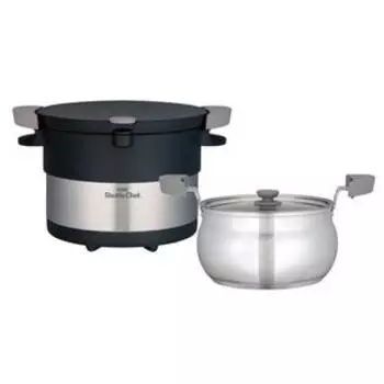 Термос вакуумный теплоизоляционный 20 см мелкого типа из нержавеющей стали черного цвета THERMOS Shuttle Chef [совместим с IH] KBC-3000-SBK