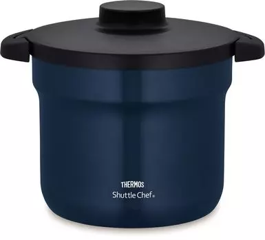 Термос вакуумный теплоизоляционный плита Shuttle Chef 4 to 6 темно-синий Cera Protect Coat NVY 4.3L (Для людей) КБЖ-4502 тёмно-синий