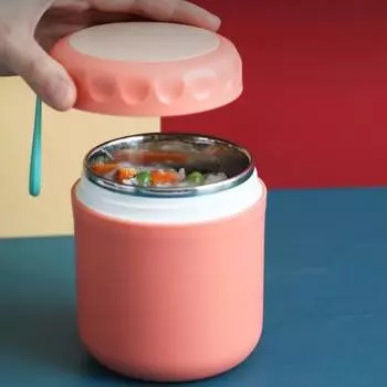 Термосахарница для супа для детей 401-500 мл, герметичный пищевой контейнер из нержавеющей стали зелёный