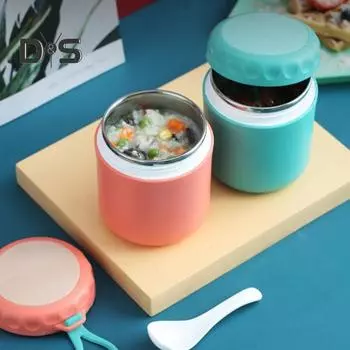 Термосахарница для супа для детей 401-500 мл, изолированный пищевой контейнер из нержавеющей стали, герметичный, с широким горлом, вакуумный стакан для обеда с ручкой для горячей и холодной пищи розовый