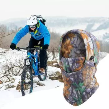 Термошапка для велоспорта Зимняя маска для верховой езды Ветрозащитная камуфляжная Регулируемая завязка Сохраняет тепло Пылезащитная Полная защита Головной убор для отдыха на открытом воздухе One Size A
