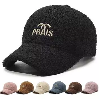 Термошапка из овечьей шерсти, детская зимняя модная универсальная шерстяная шапка Тедди, теплая бейсболка для пары Tide Adjustable розовый