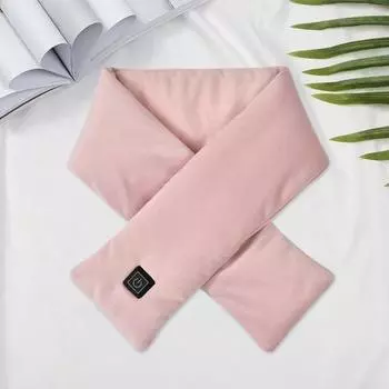 Термошарф с подогревом от USB, 3 уровня температуры, однотонный утолщенный шарф, осень-зима белый