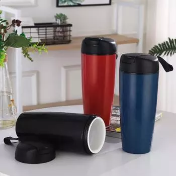 Термостакан 500 мл, устойчивый к ржавчине керамический вкладыш из нержавеющей стали, портативная автомобильная термос для улицы чёрный