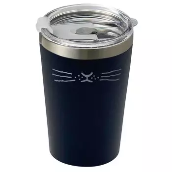 Термостакан Cat с крышкой, сохраняющий тепло, холодоизоляция, нержавеющая сталь, вакуумная изоляция, двухслойный держатель для стакана, 370 мл, темно-синий, для магазинов шаговой доступности