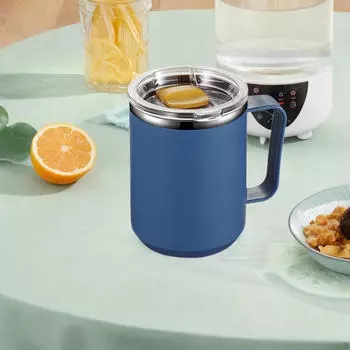 Термостакан-кружка для кофе, легко моется, с ручкой и крышкой, термостакан для автомобиля и пляжа синий