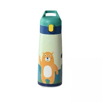 Термостакан с внутренним слоем из нержавеющей стали. Безопасный и надежный выбор. Детский стакан для воды. 500ml straw green