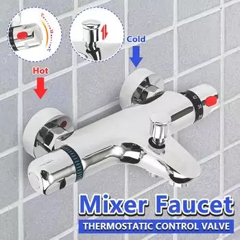 Термостатический смеситель для душа с двойной ручкой, настенное крепление, смеситель для душа, кухонная раковина, смеситель для ванны, регулирующий клапан для домашней воды и ванной, керамический