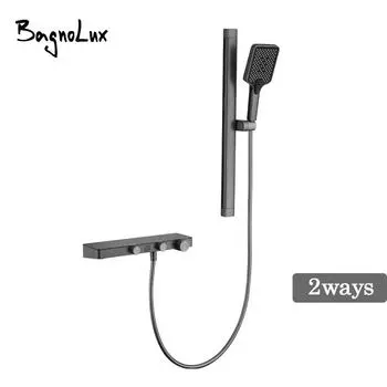 Термостатический смеситель для душа с подъемным рычагом, латунной полкой, 2-х функциональный излив и ручной душ, смеситель для ванной комнаты с горячей и холодной водой, 2 модели смесителя для ванной комнаты