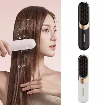 Термостатический выпрямитель для волос, расческа, беспроводная щетка для выпрямления волос для мужчин и женщин розовый