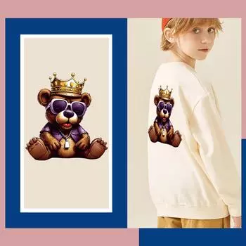 Термостикер King Bears на одежду, гладильные нашивки для одежды, моющиеся, сделай сам, теплопередача, новый аксессуар для одежды