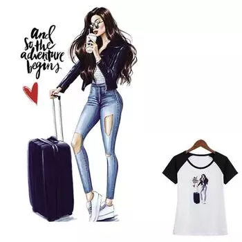 Термостикеры для путешествий для девочек, модные наклейки для одежды, моющиеся футболки «сделай сам», экологически чистые полосатые наклейки, тепловые аппликации L