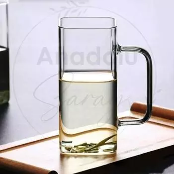 Термостойкая боросиликатная прямоугольная чашка с ручкой