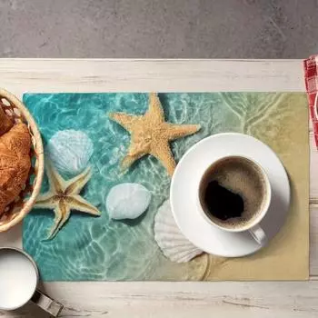 Термостойкая летняя пляжная салфетка с ракушками для столовых приборов, льняная салфетка для украшения стола Style 12