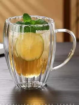 Термостойкая полосатая кружка для чая, воды и кофе, новая термостойкая стеклянная кружка с двойными стенками, кружка для пива, эспрессо, кружки для пива ручной работы 150ml