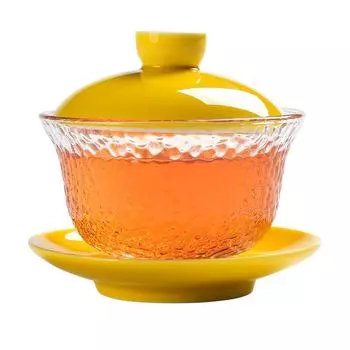 Термостойкая стеклянная чаша с керамической крышкой, чайный сервиз кунг-фу, китайская чайная чашка, гайвань, чайник, супница, гайвань, гайвань для путешествий, пуэр 150ml