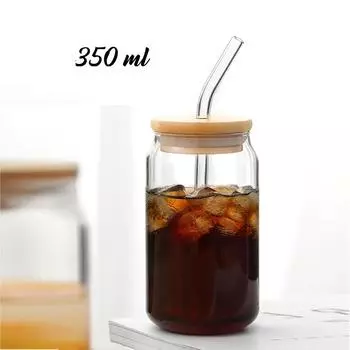 Термостойкая стеклянная соломинка и деревянная крышка, пузырьковая чашка для чая и боросиликатная чашка для кофе, презентационная чашка 350 мл