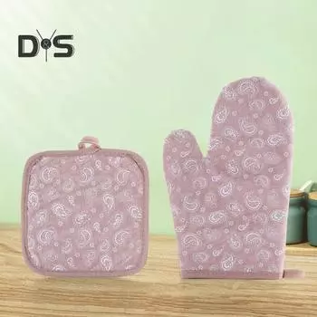 Термостойкие 2 шт./компл. варежки для выпечки, против ожогов, хлопок, лен, защитные прихватки для рук, перчатки для духовки розовый