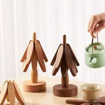 Термостойкие деревянные салфетки под приборы в виде дерева, подставка, изоляционная подкладка, декоративный коврик для стола, горшок dark color