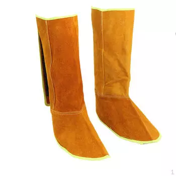 Термостойкие кожаные сварочные раздельные бахилы для литья металлов, от жары, , на