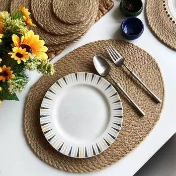 Термостойкие салфетки из грубого джута: Полуручной работы льняные травяные теплоизоляционные прокладки для кастрюль