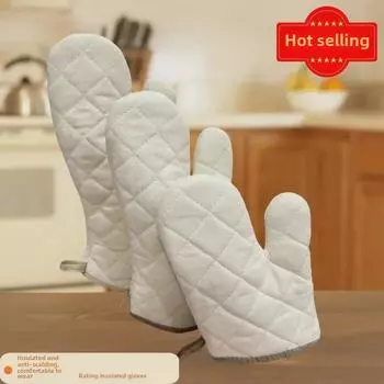 Термостойкие удлиненные перчатки для духовки - толстые хлопковые утепленные рукавицы для выпечки