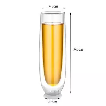 Термостойкий двухслойный стакан из стекла для вина, кофе, виски, коктейлей – Прозрачная посуда для напитков 1pcs