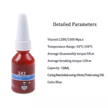 Термостойкий клей для фиксации резьбы, предназначенный для использования при высоких температурах, флакон 10 мл 277
