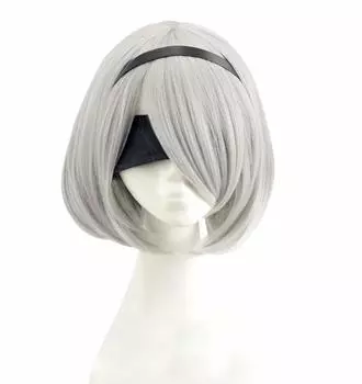 Термостойкий парик для косплея Automata 2B 9S A2 YoRHa 2 B Type Style Wig для косплея, парик для косплея, костюм School Festival Silver NieR No. (2B)