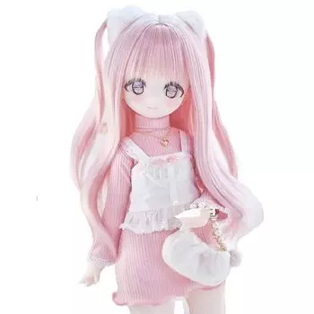 Термостойкий парик для кукол ST193 В комплекте с пушистыми аксессуарами для волос длинные волосы розового цвета 1/3 совместим с куклой парик только парик