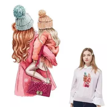 Термотрансферные наклейки на одежду для мамы и дочки, термопереносные наклейки «сделай сам», новый дизайн, наклейки с горячими слезоточивыми узорами для футболок, утюг на заплатках