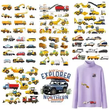 Термотрансферные наклейки с машинками для мальчиков, термотрансферные наклейки для автомобилей с героями мультфильмов, моющиеся виниловые толстовки Diy A-уровня, топы, значки на одежду, нашивки