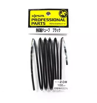 Термоусадочная трубка Xesta черная для рыболовной оснастки, размер 2 x 100 см (5477)