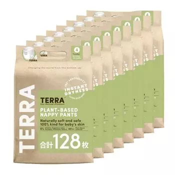 TERRA 128 штук x 8 шт. Super For Going Sensitive Touch and Catch Pants Toddler Peader Pead, (16 шт. в упаковке), Впитывающий, приятный для кожи подгузник, белый