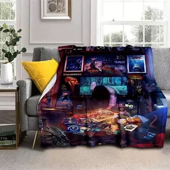 Террористическое одеяло с героями фильмов ужасов, мягкое плюшевое одеяло, легкие фланелевые одеяла для дивана-кровати, всесезонное теплое одеяло 75x90cm
