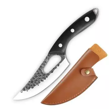 Тесак для мяса, кованый нож для обвалки, нож для очистки, профессиональный кухонный нож из нержавеющей стали для убоя коричневый