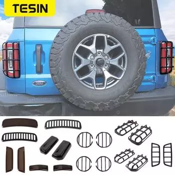 TESIN ABS автомобильный фара защитный чехол для Ford Bronco вверх задний фонарь фара поворотники высокие стоп-сигналы колпаки High Brake Light B