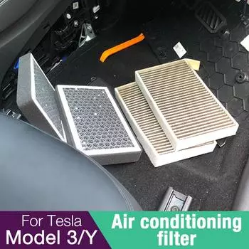 Tesla Model 3 Model Y 2022 HEPA Воздушный фильтр с активированным углем Комплект из 2 предметов Фильтрующий элемент кондиционера Сменные аксессуары